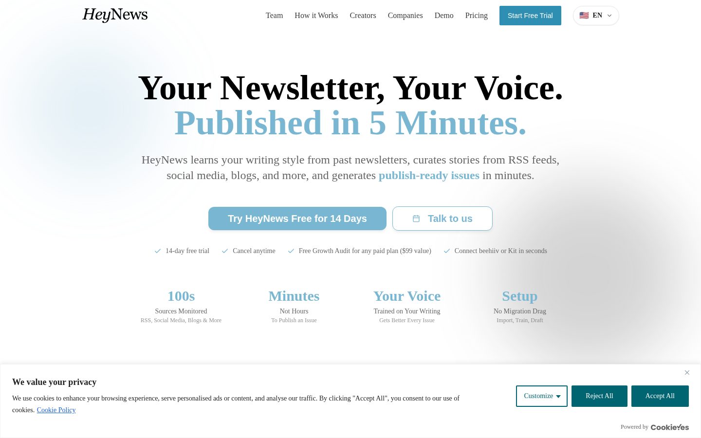 HeyNews Homepage