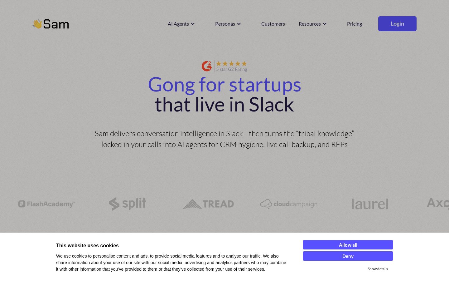 HeySam AI Sales Assistant Homepage