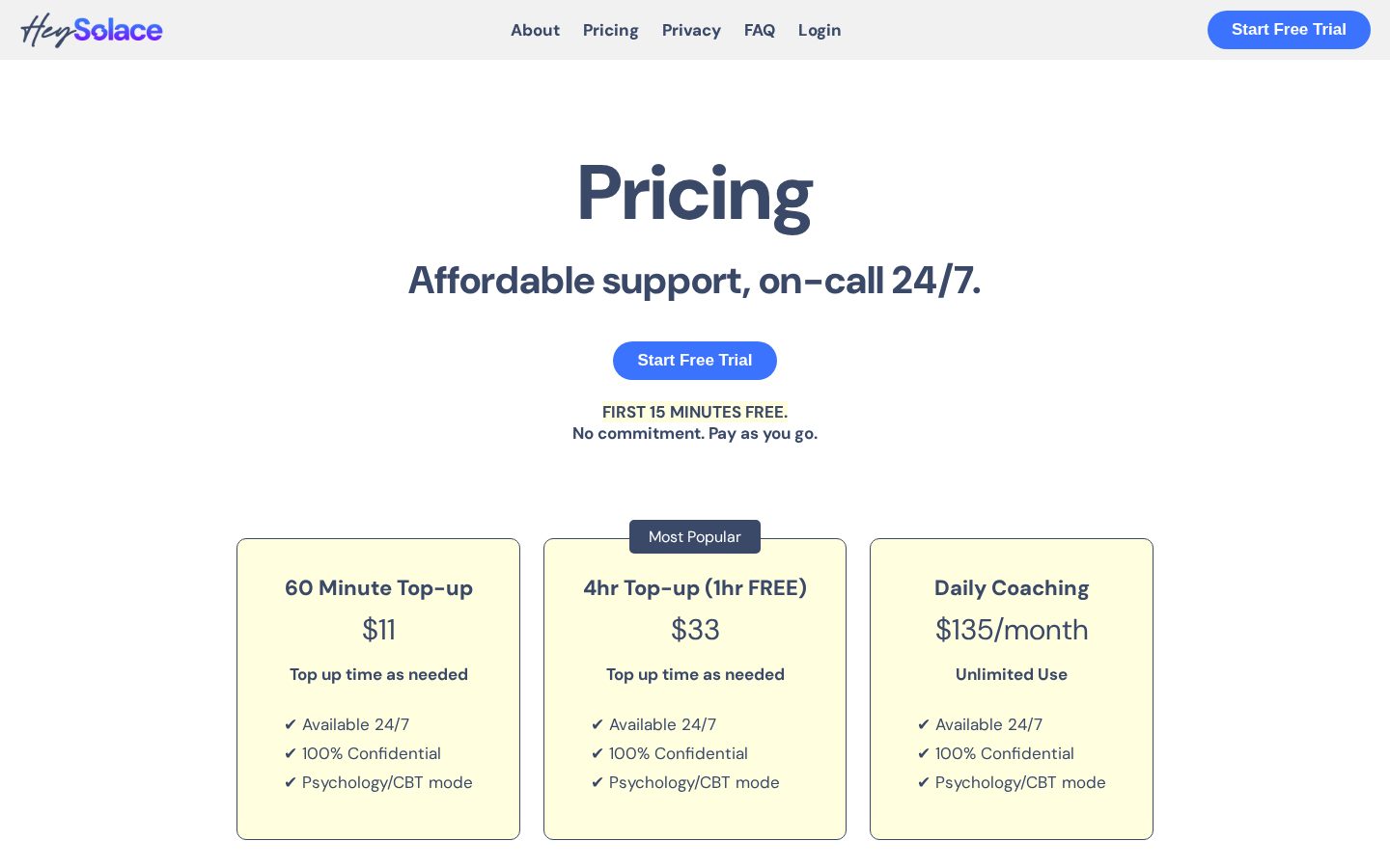 HeySolace! Pricing