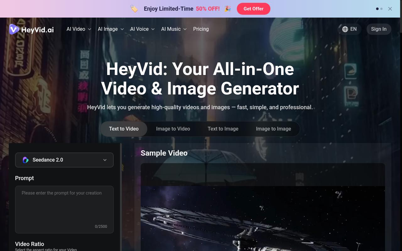HeyVid Homepage