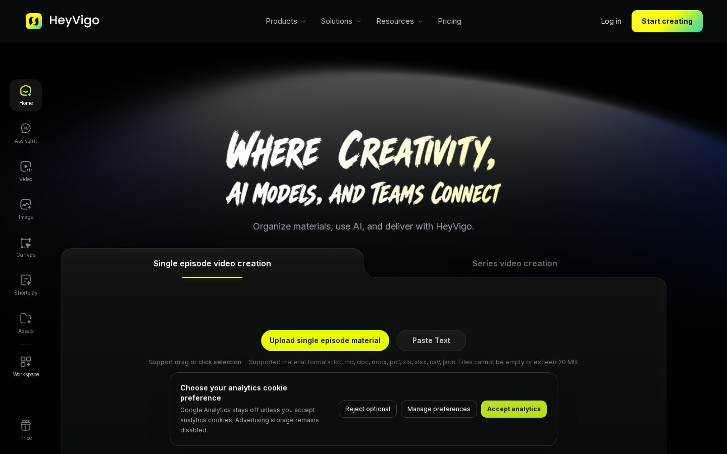 HeyVigo AI Homepage