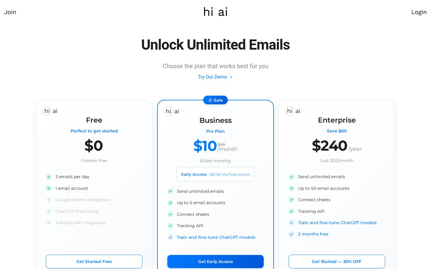 hi ai Pricing