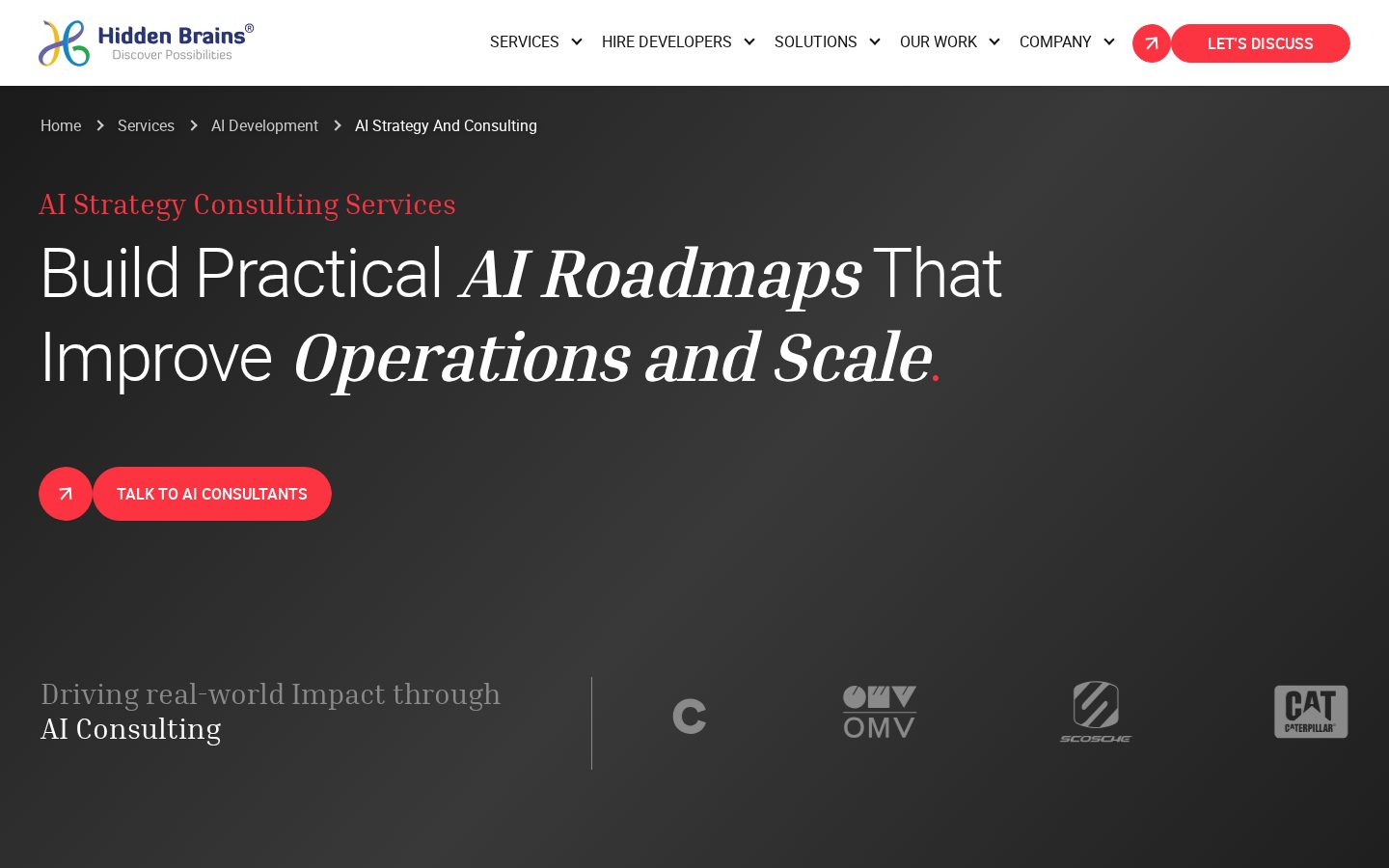 Hidden Brains Custom AI Strategy Homepage