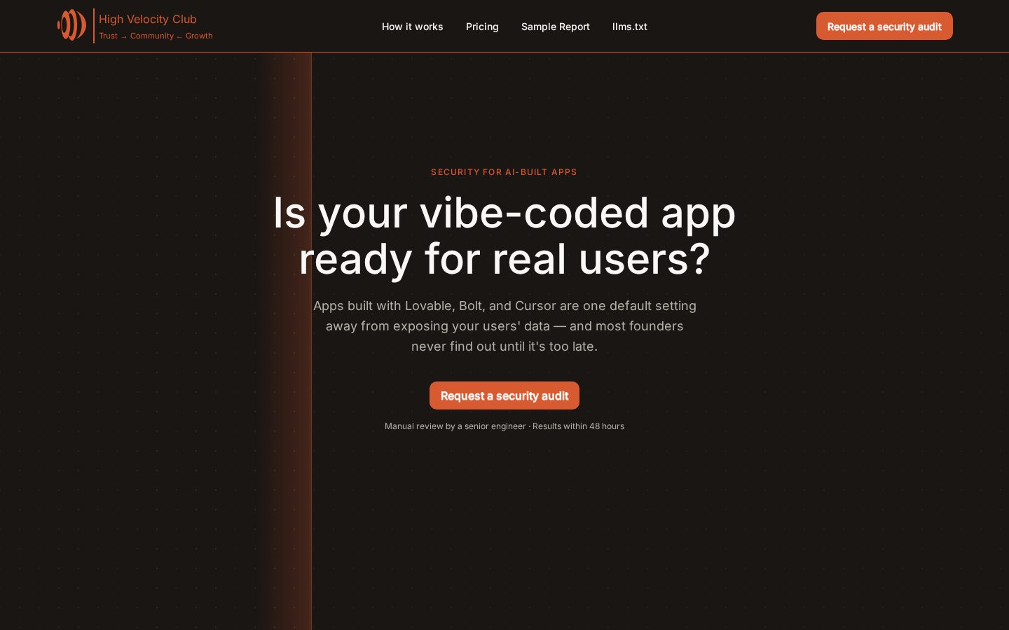 High Velocity Club Homepage