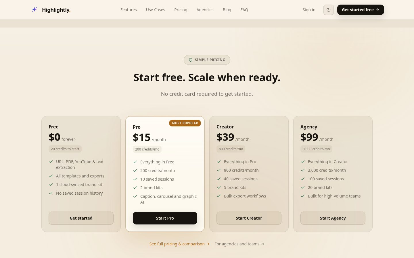 Highlightly AI Pricing