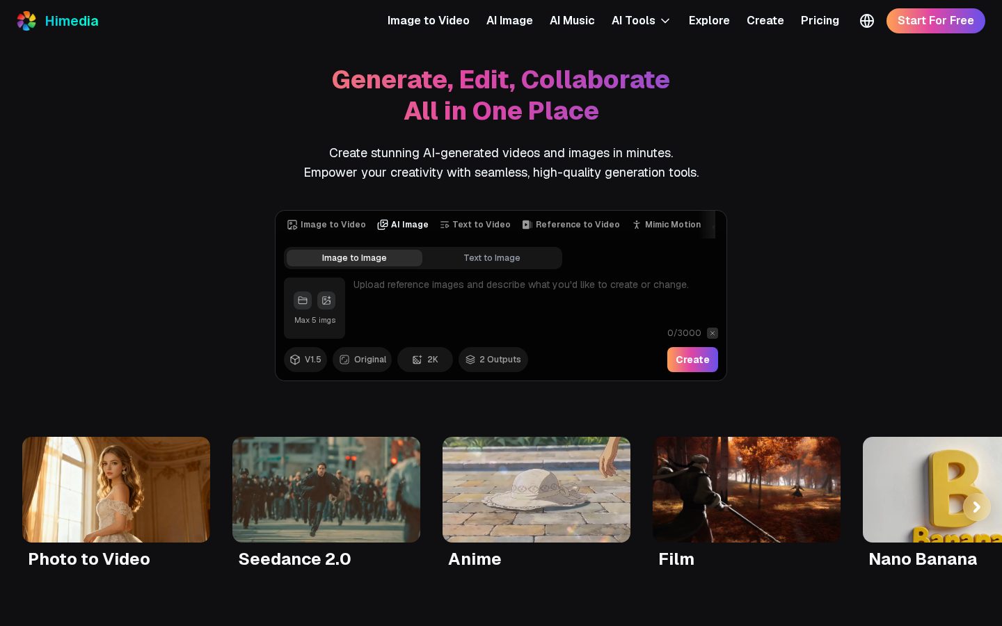 Himedia AI Homepage