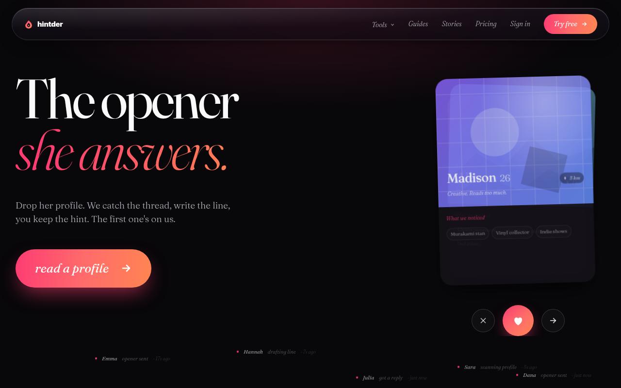Hintder AI Homepage