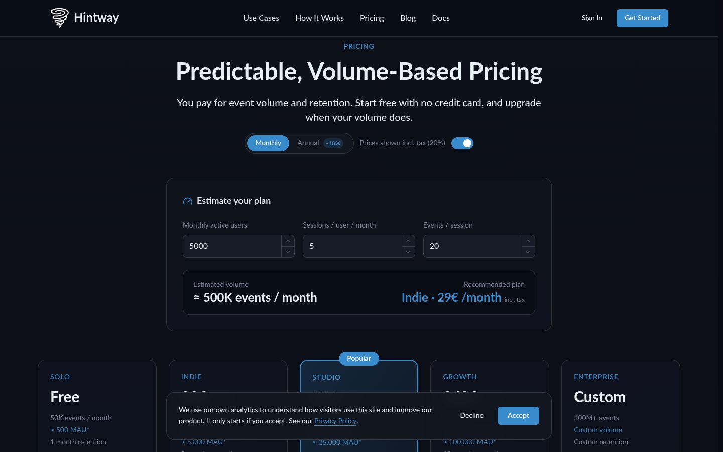 Hintway Pricing