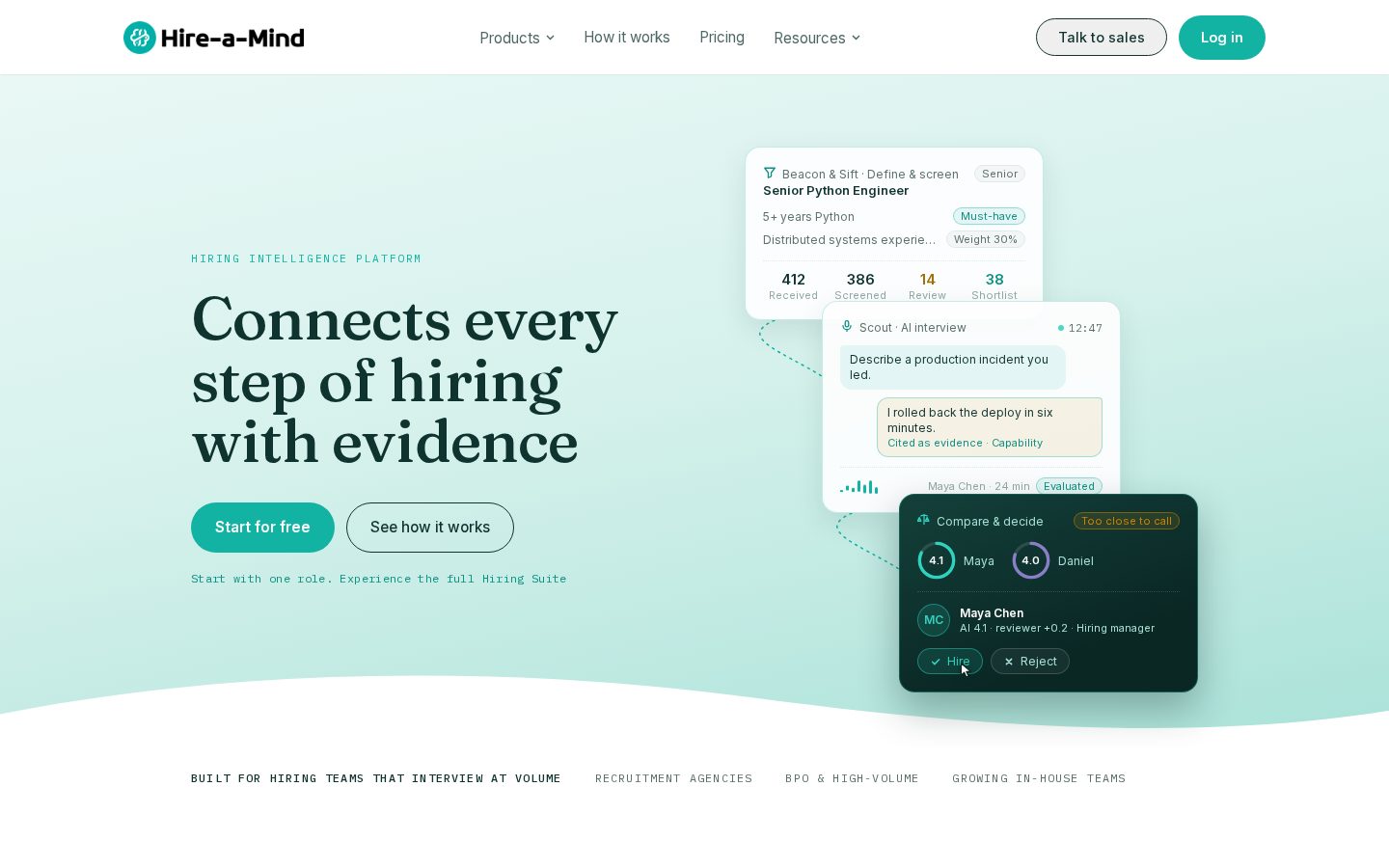 Hire-a-Mind Homepage