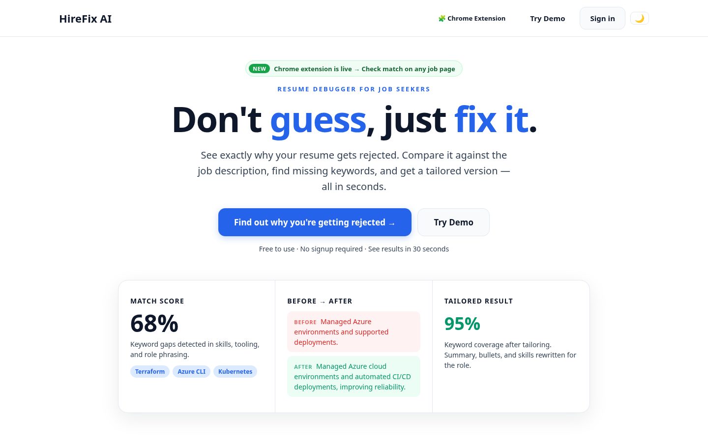 HireFix AI Homepage