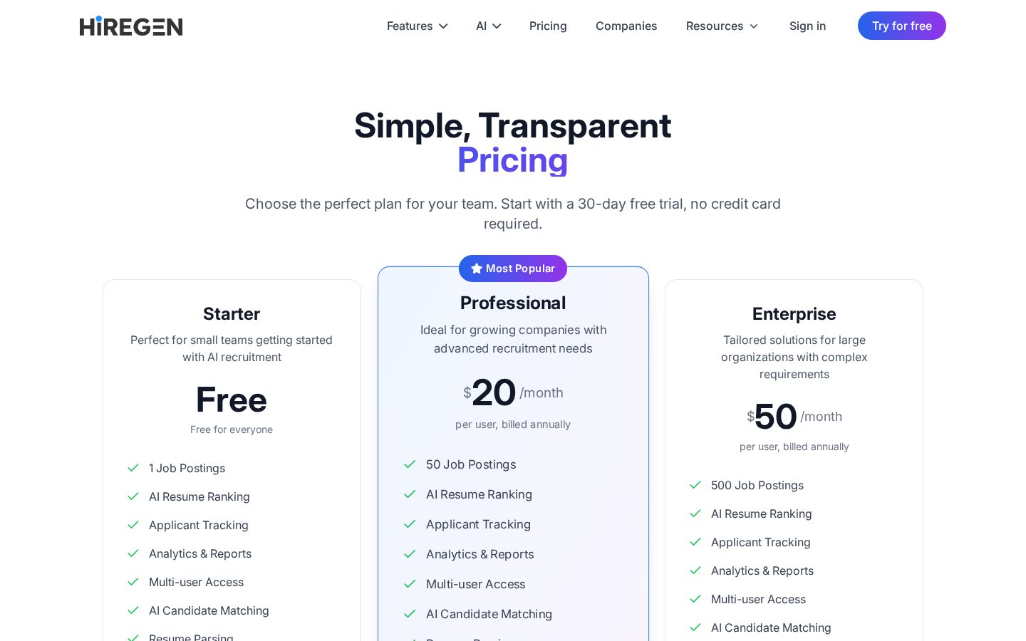 HireGen Pricing