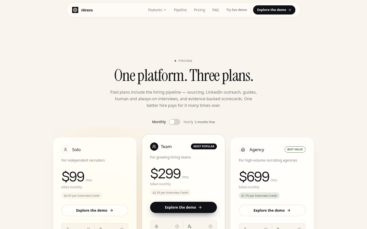 Hirero Pricing