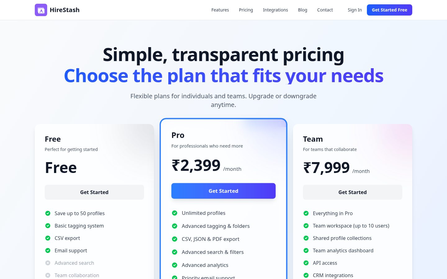 HireStash Pricing