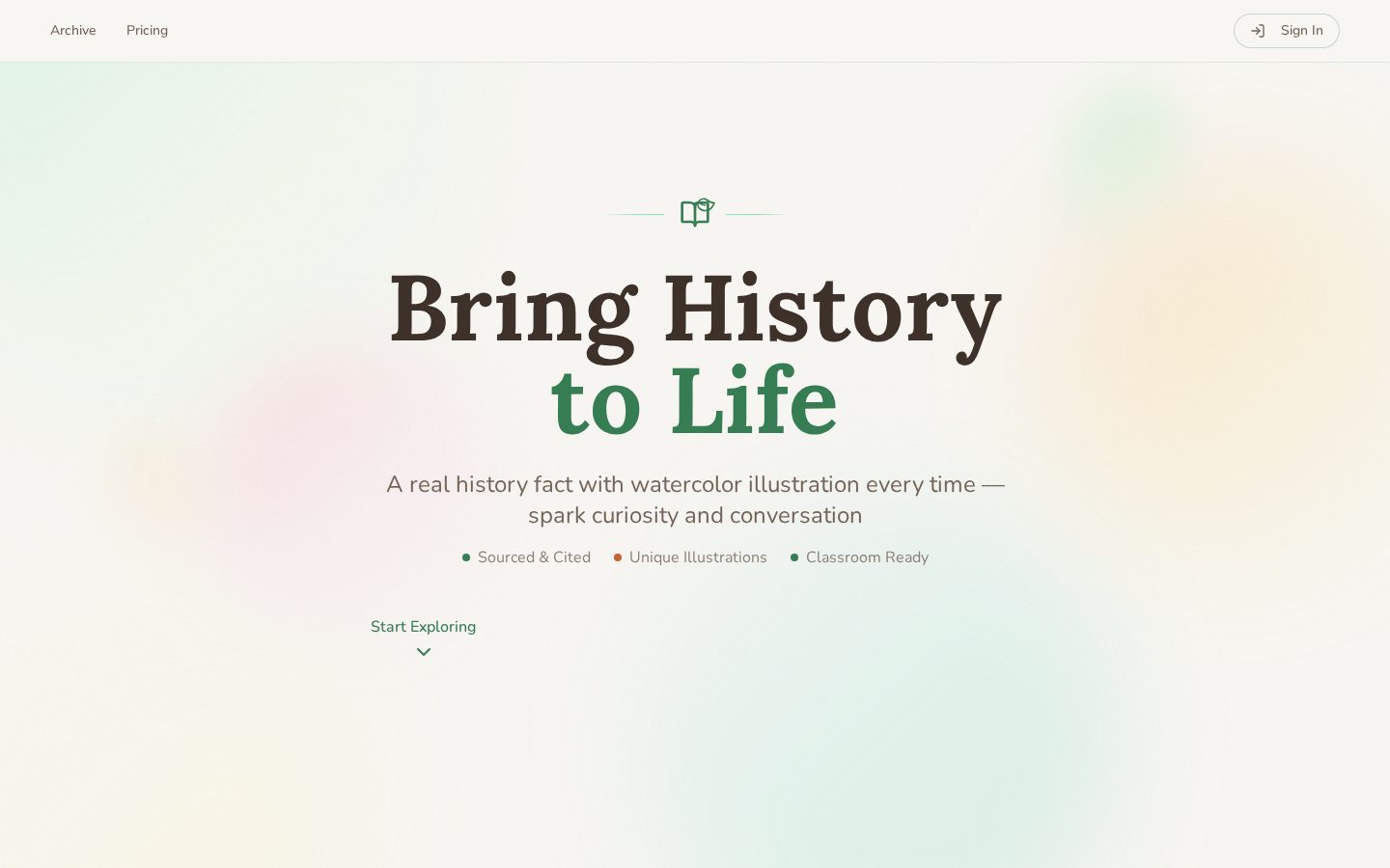 HistoryFactGenerator.xyz Homepage