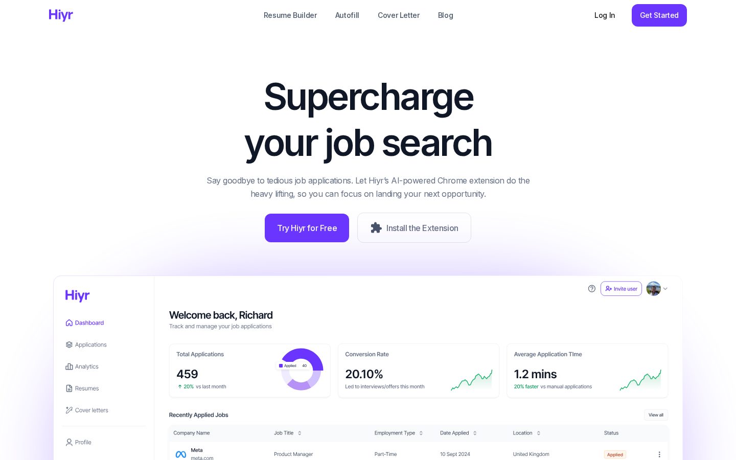 Hiyr Homepage