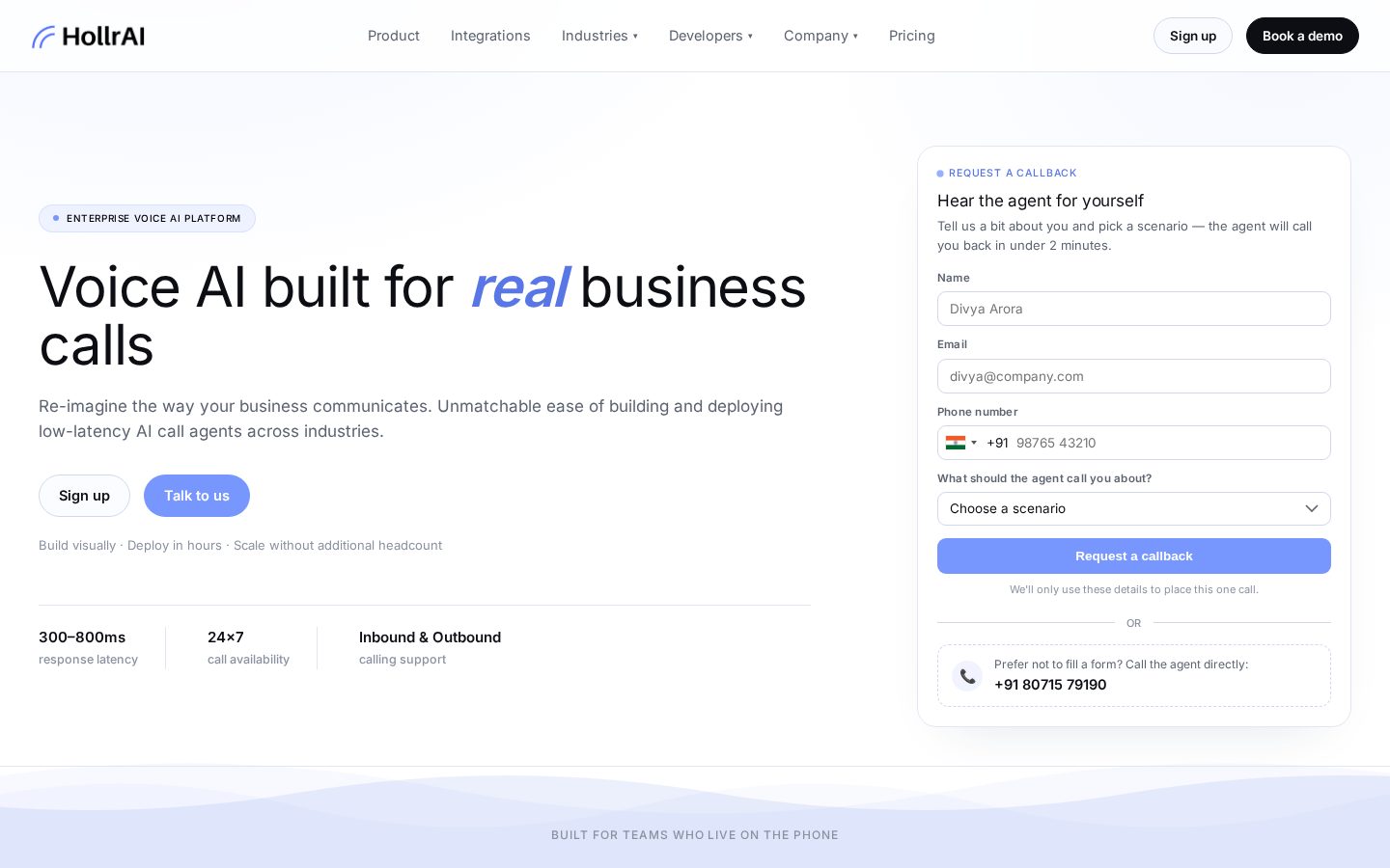 HollrAI Homepage