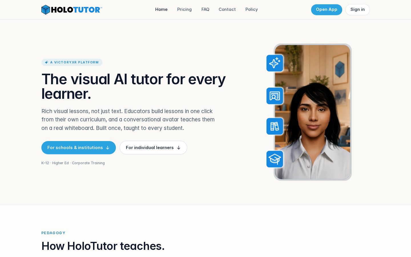 HoloTutor by VictoryXR Homepage
