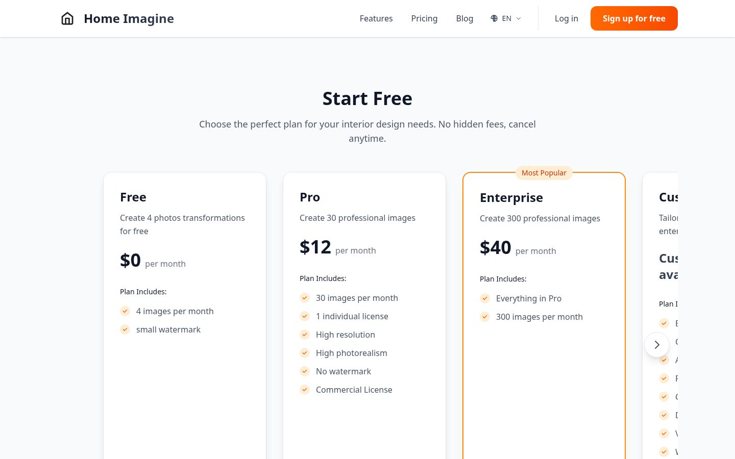 Home-Imagine Pricing