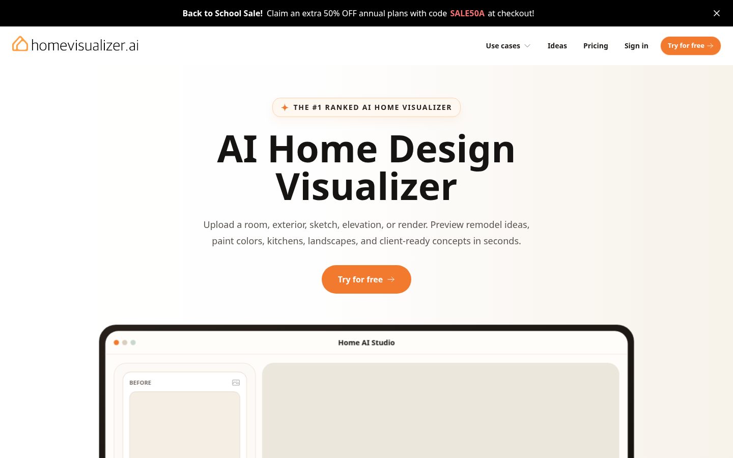 Home Visualizer AI Homepage
