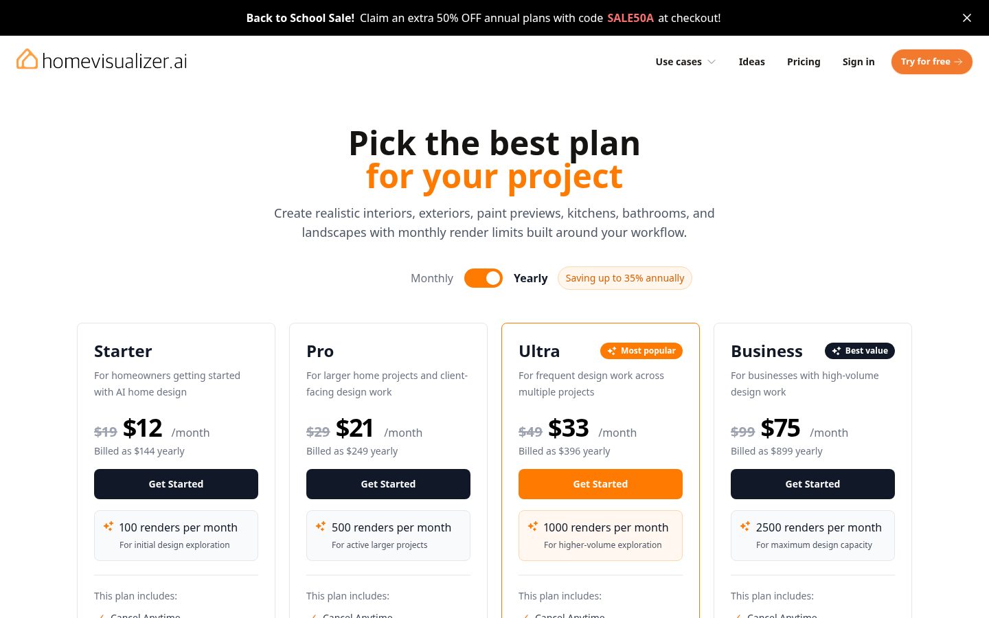 Home Visualizer AI Pricing