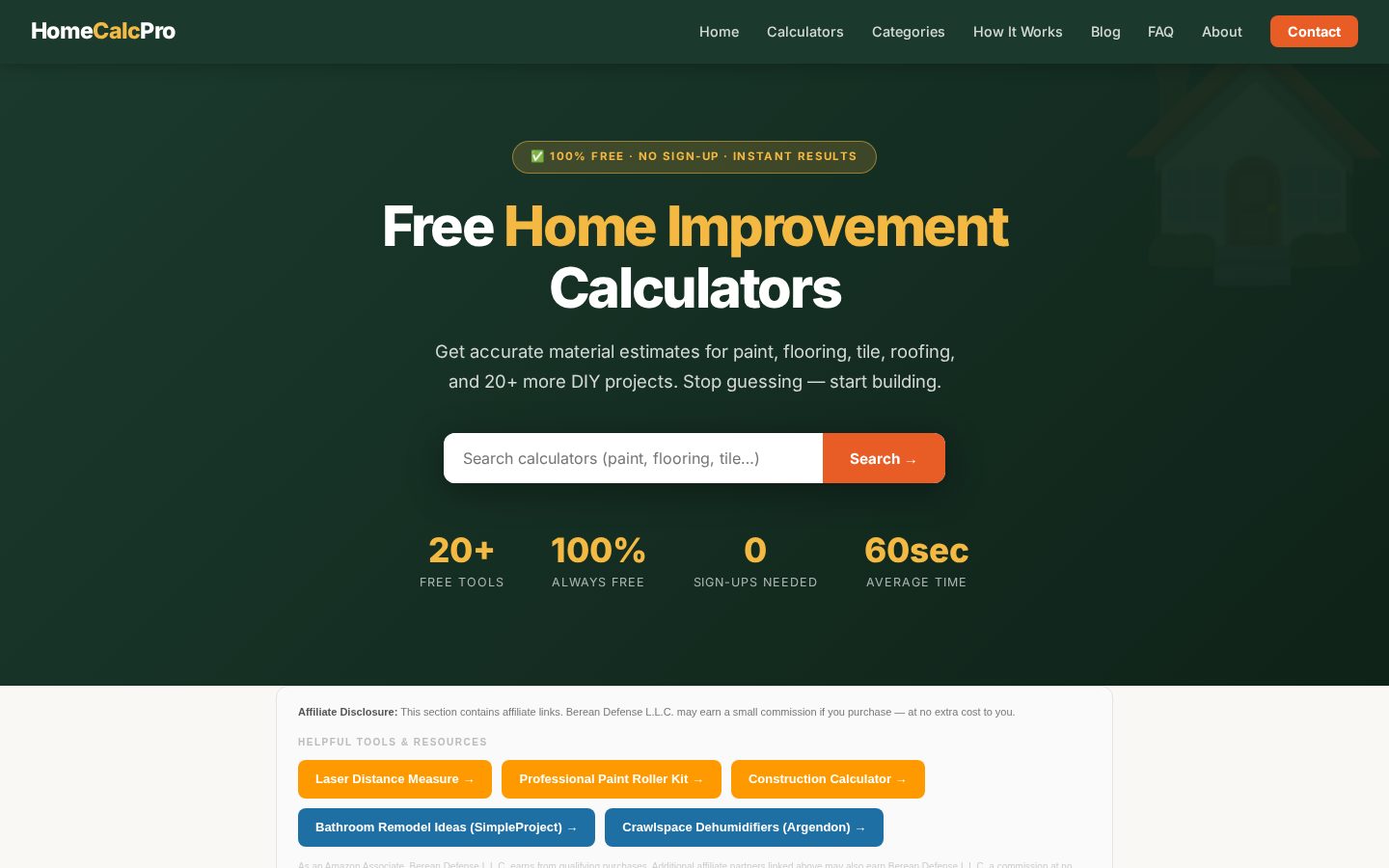 HomeCalcPro Homepage