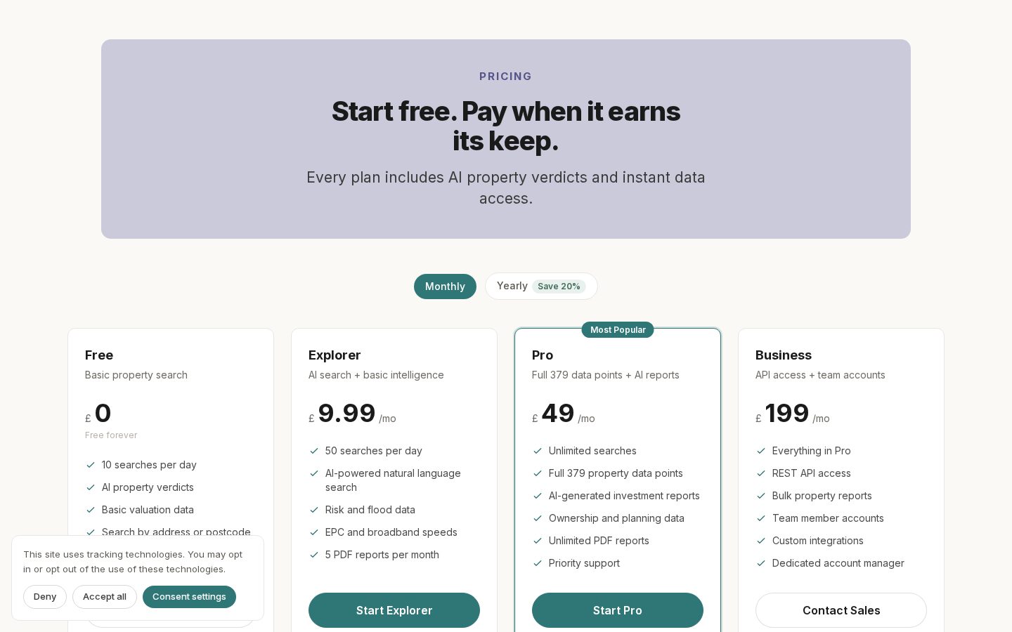 HomePortfolio Pricing