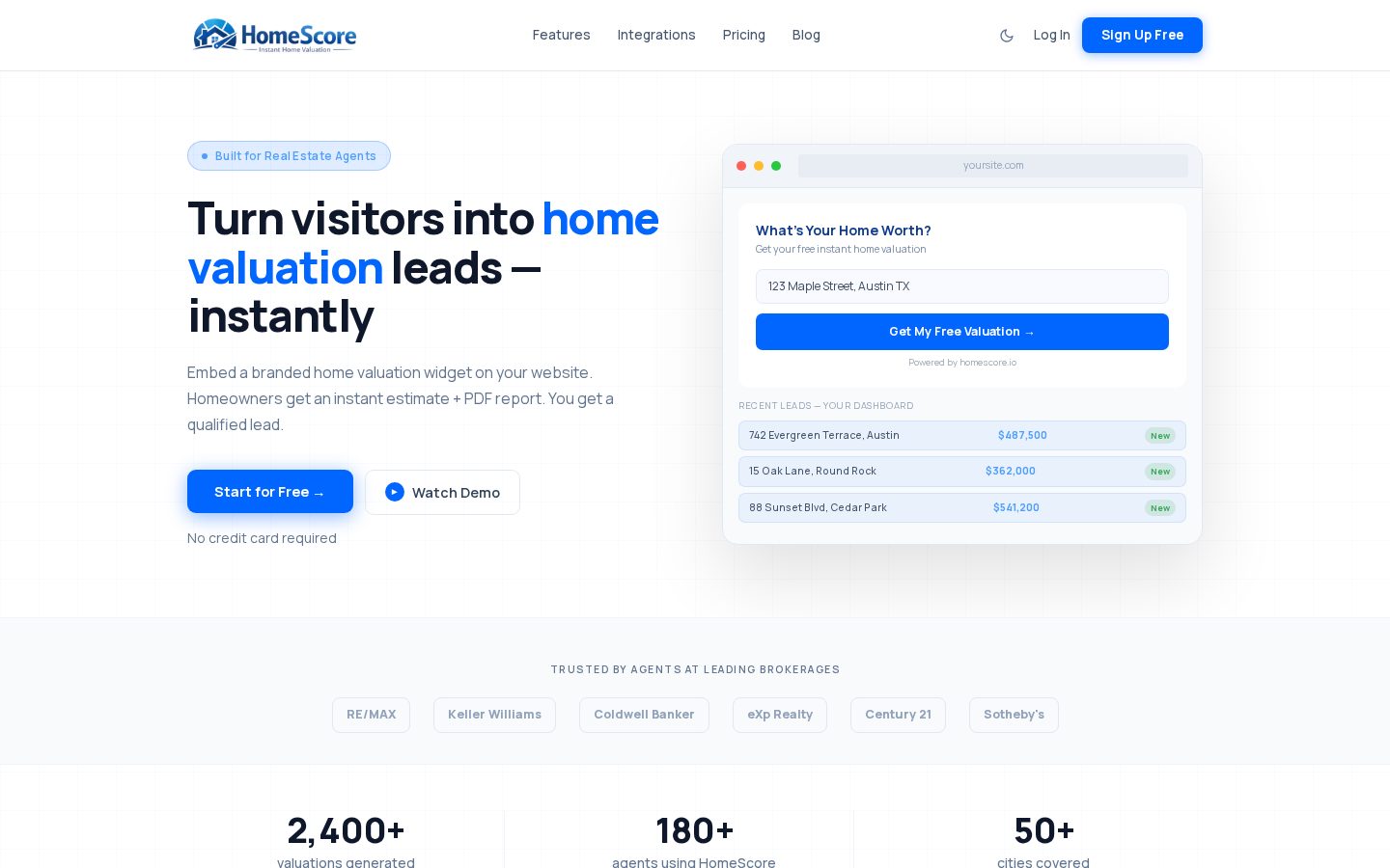 Homescore Homepage