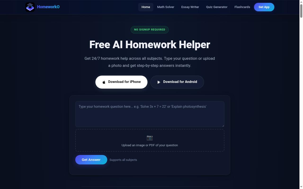 Homeworko Homepage