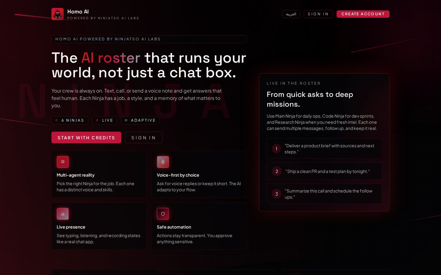 Homo AI Homepage