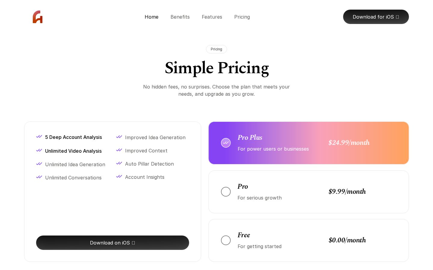 Hone Social Pricing