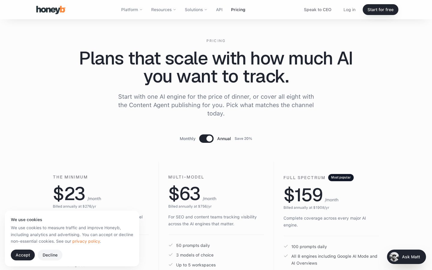 Honeyb Pricing