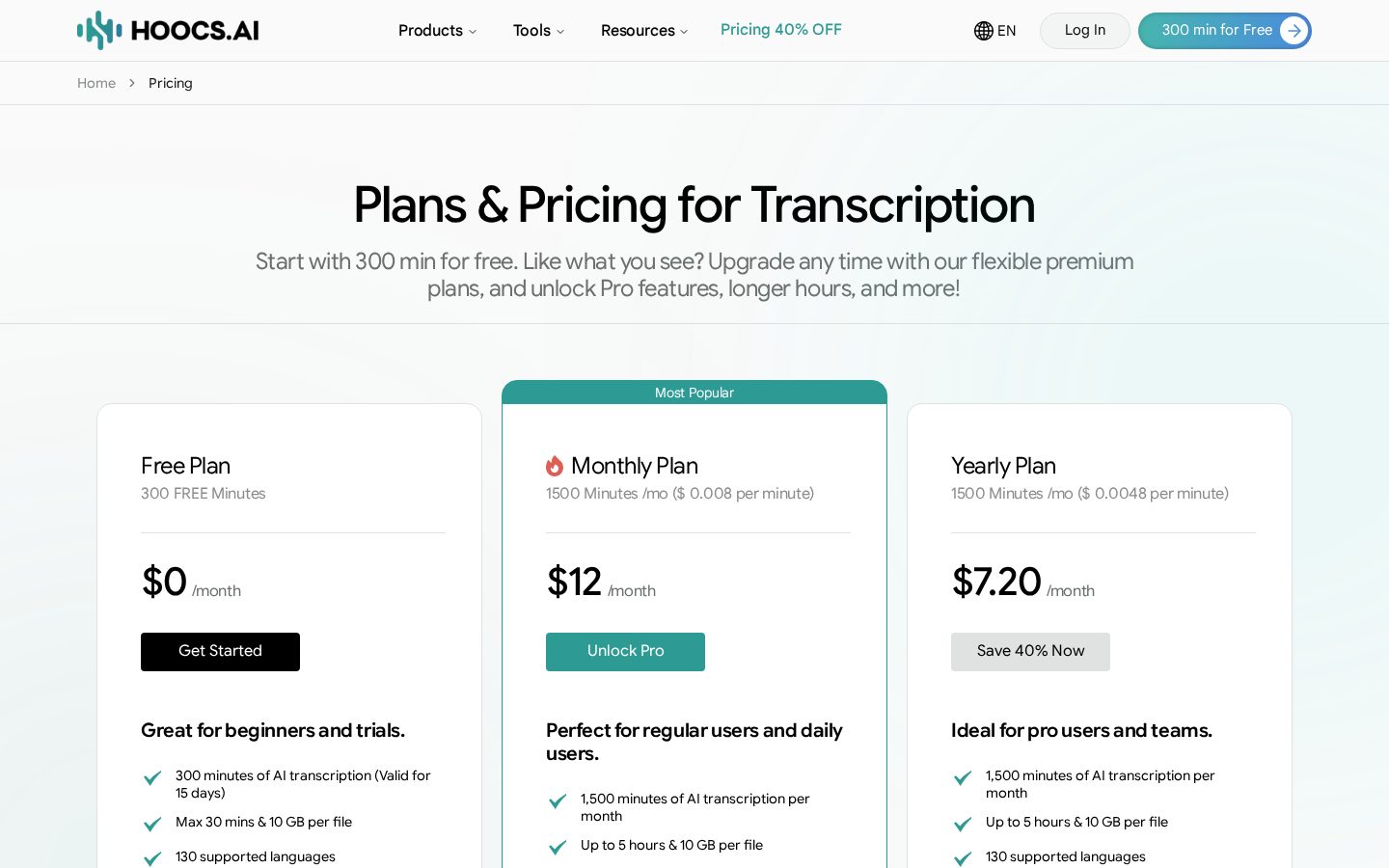 Hoocs AI Pricing