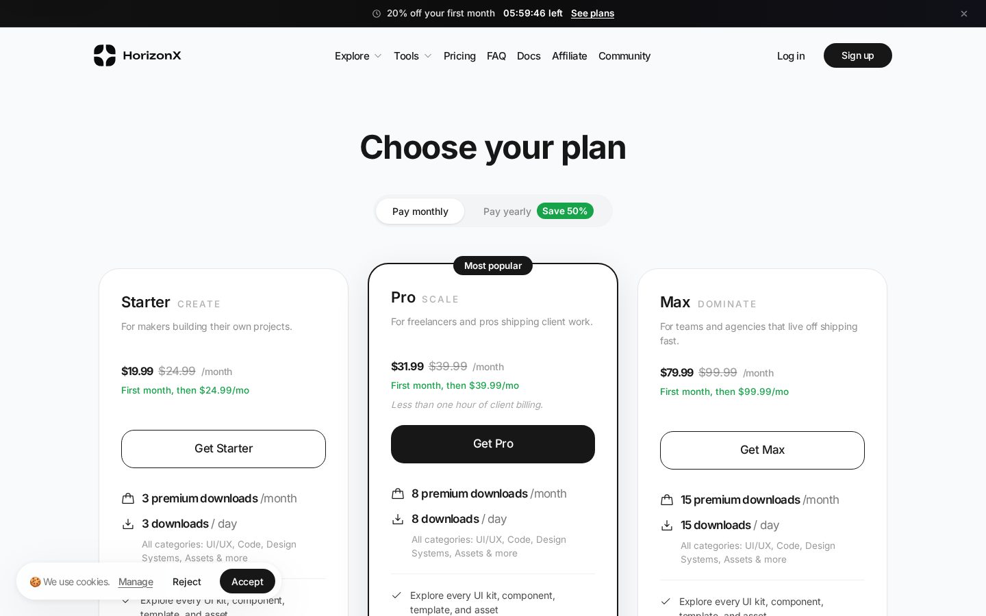 HorizonX Pricing