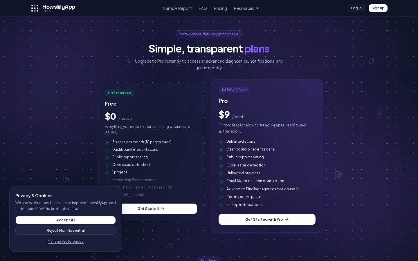 HowsMyApp Pricing