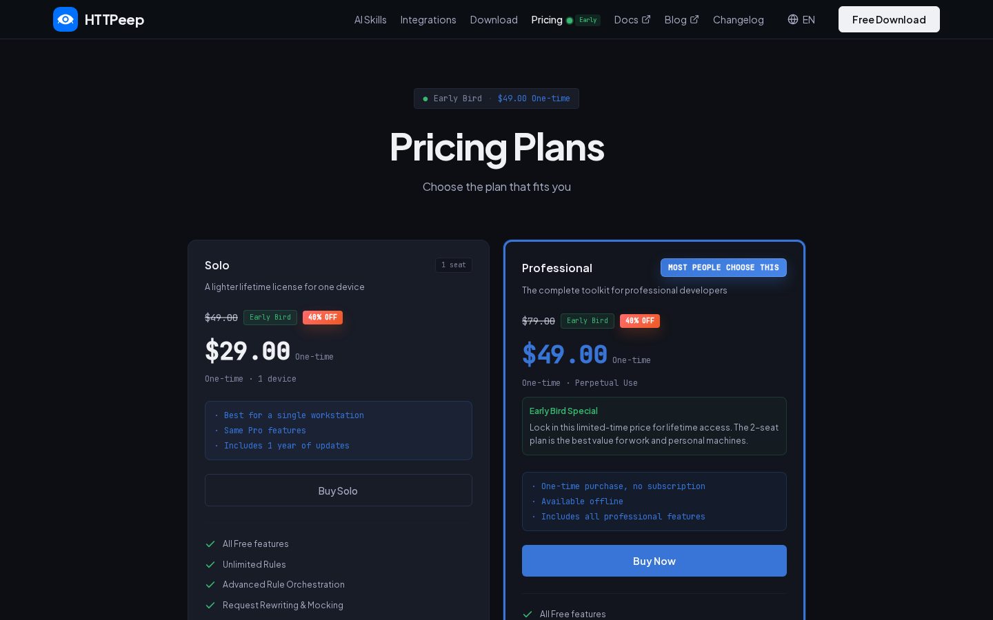 HTTPeep Pricing