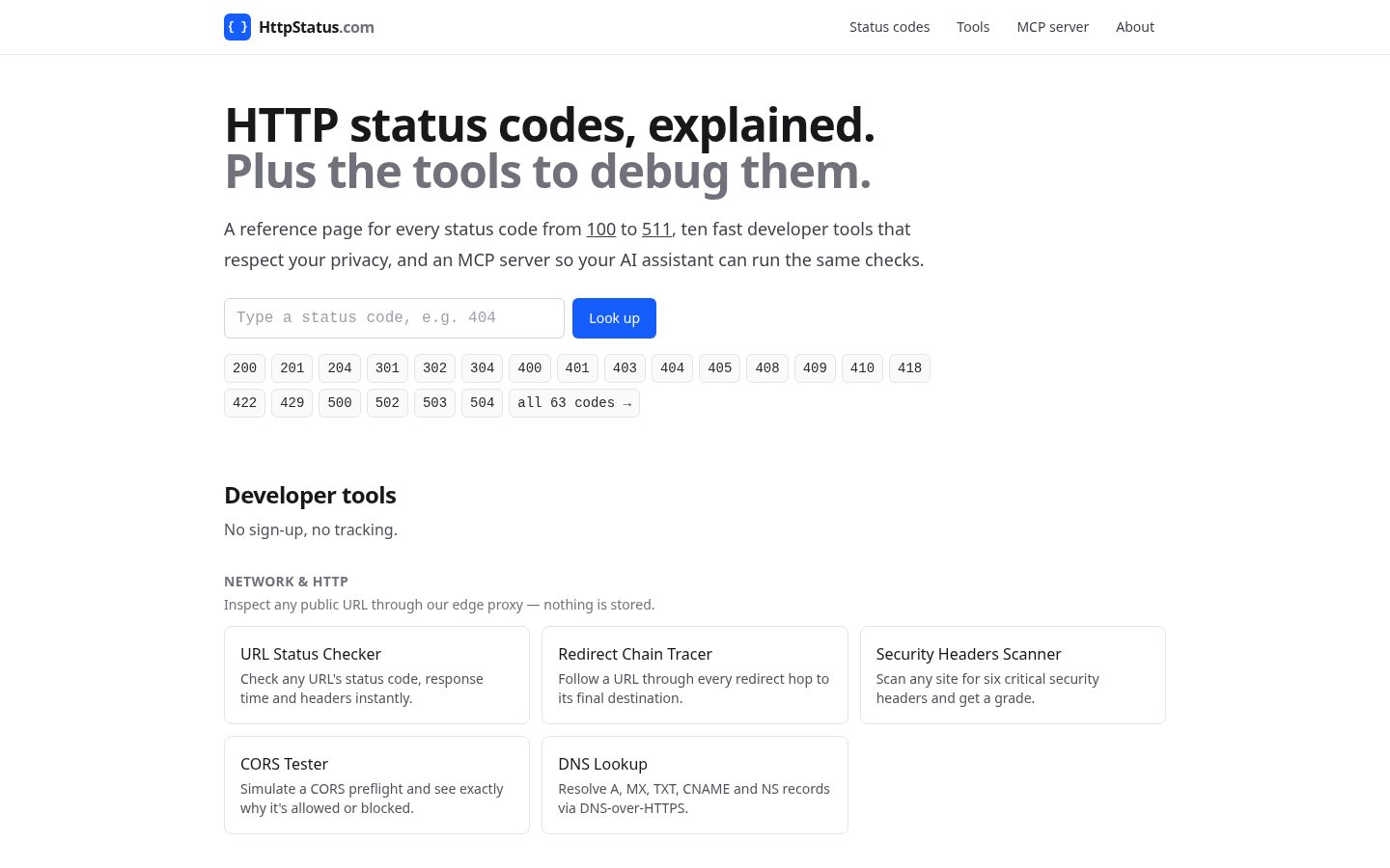HttpStatus.com Homepage