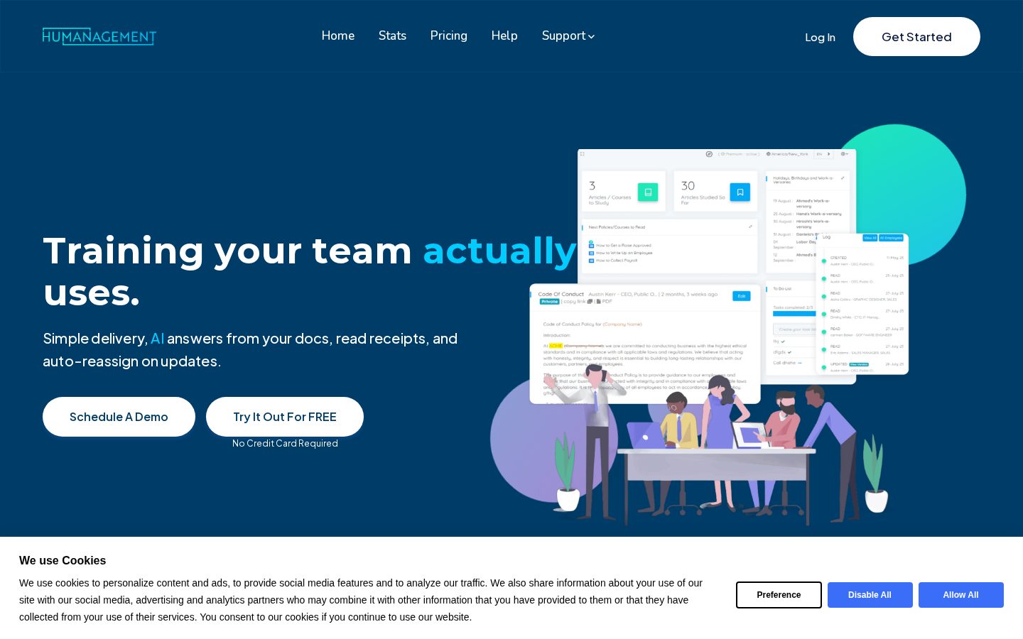 Huamangement.io Homepage