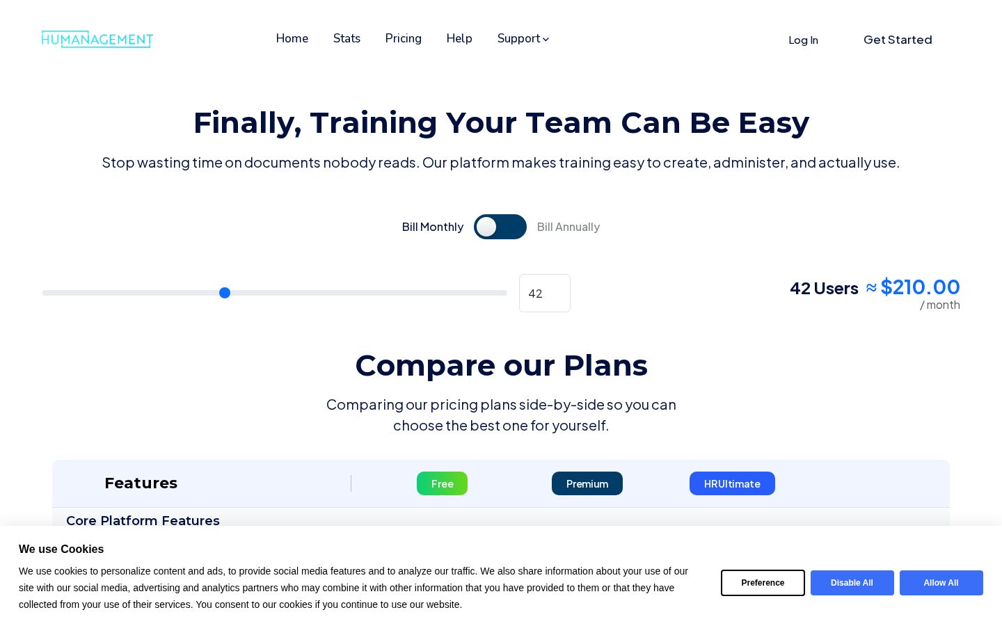 Huamangement.io Pricing
