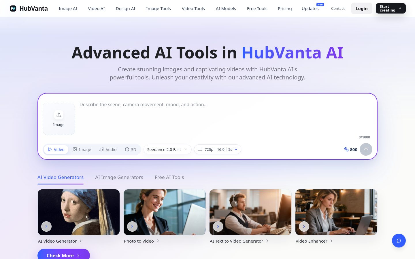 HubVanta AI Homepage