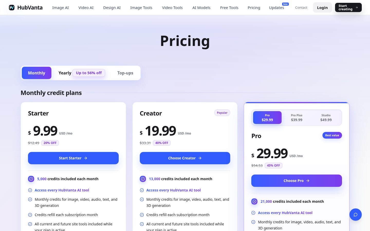 HubVanta AI Pricing