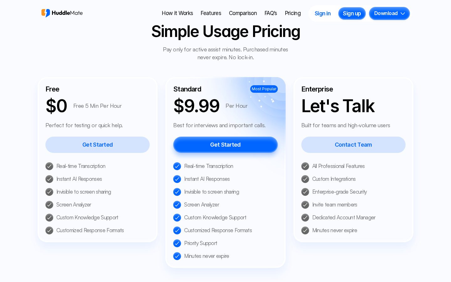 HuddleMate Pricing