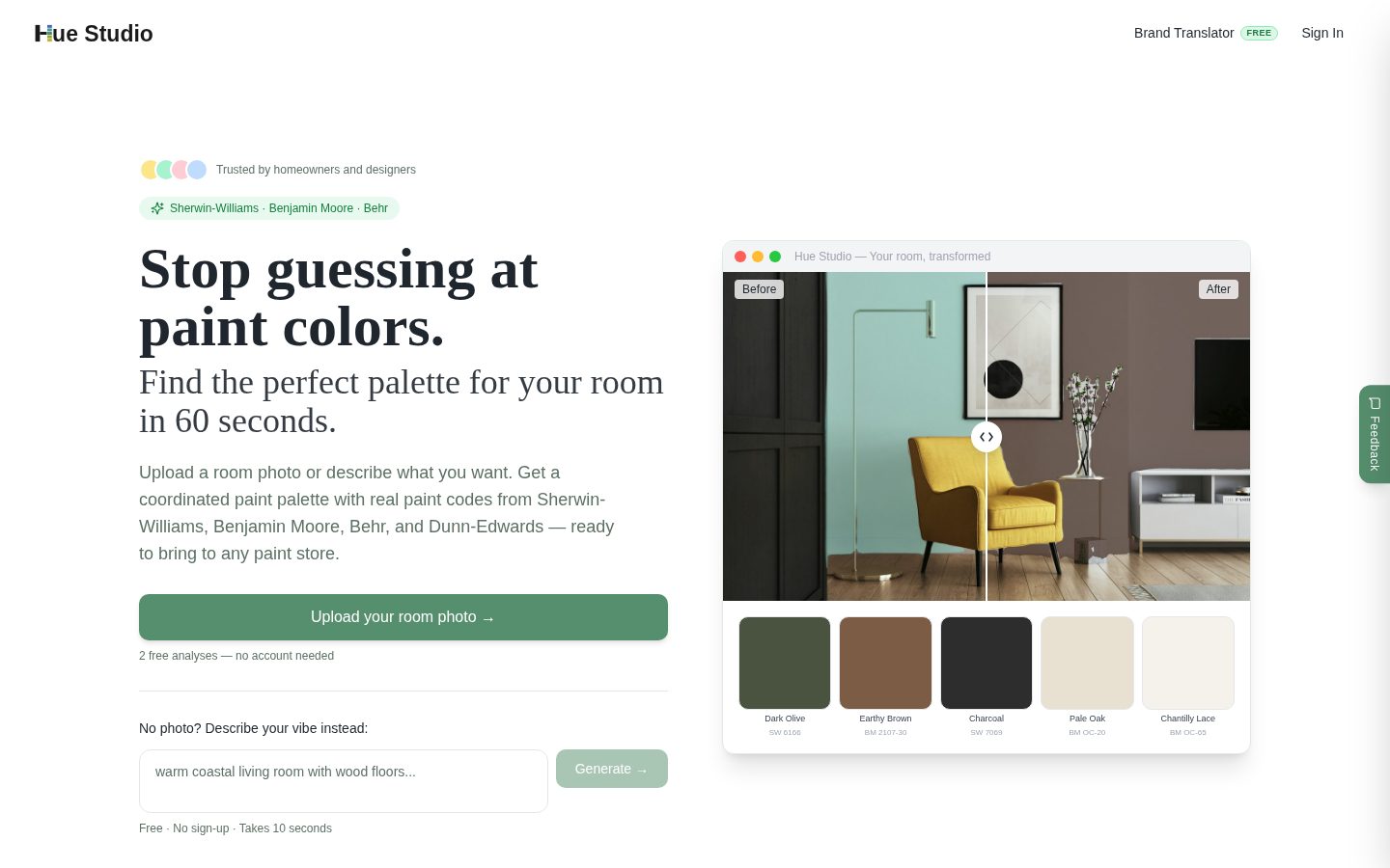 Hue Studio Homepage