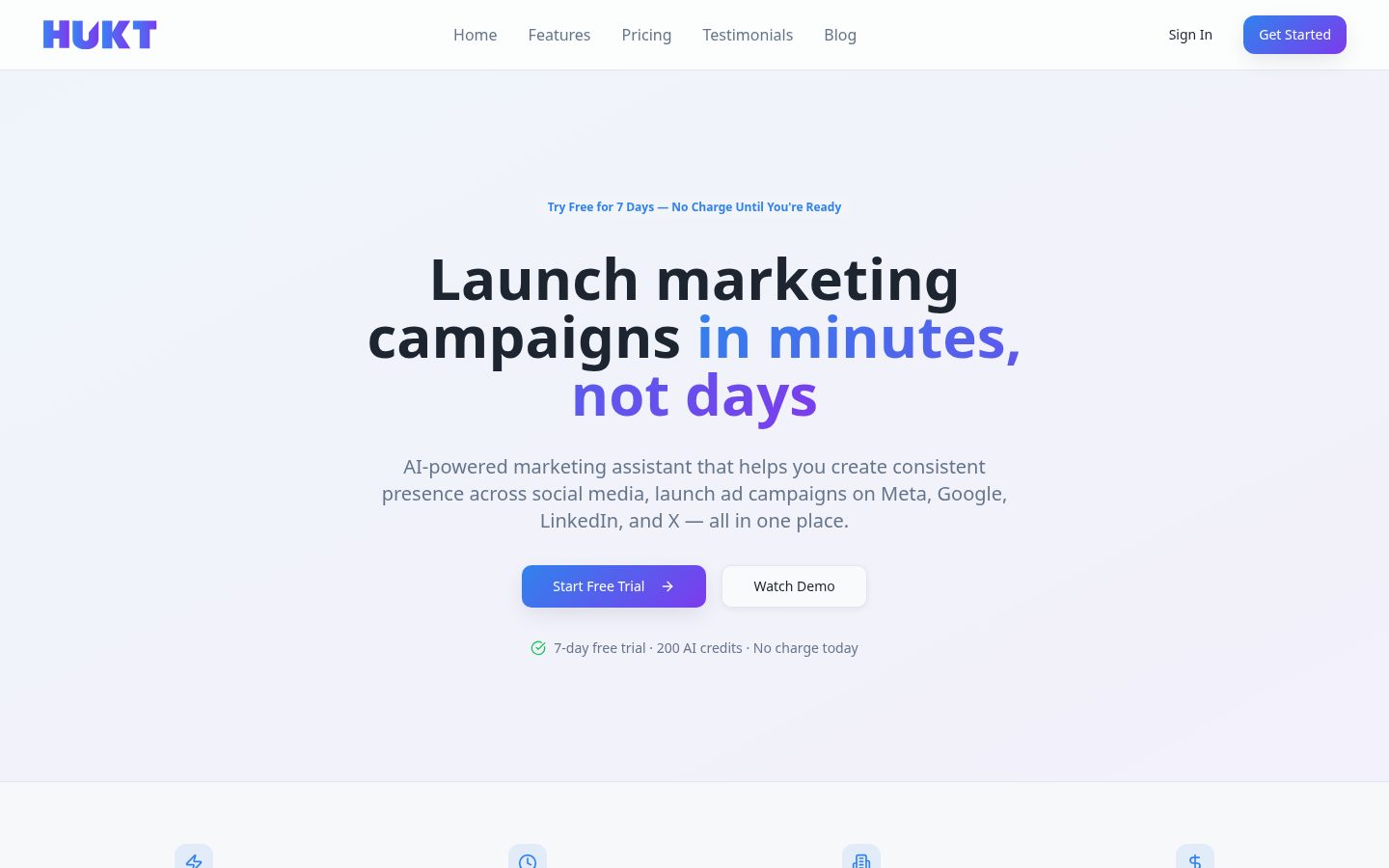 Hukt AI Homepage