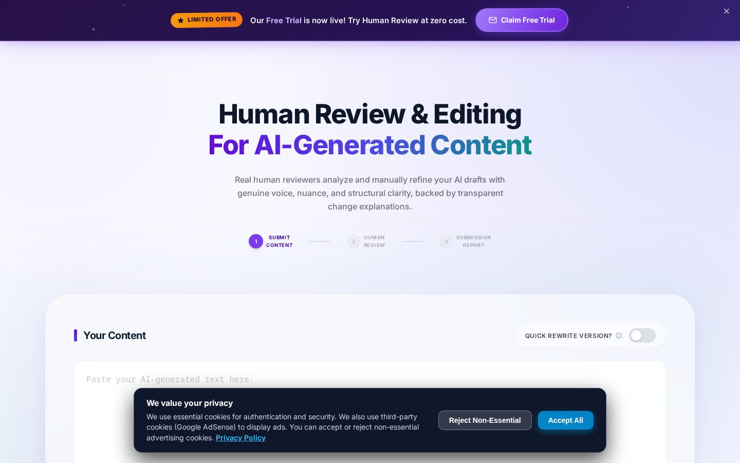 Human Reviewed Rewrite Homepage