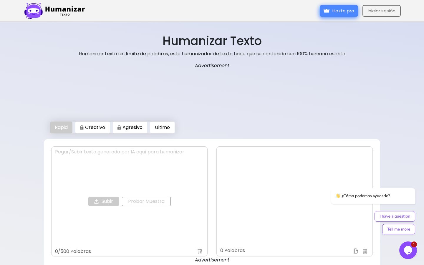 Humanizar Texto Homepage