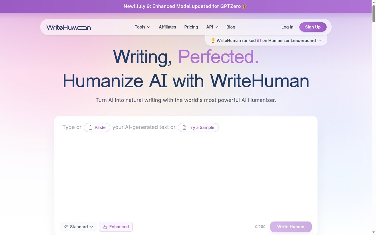 Humanize AI Text homepage