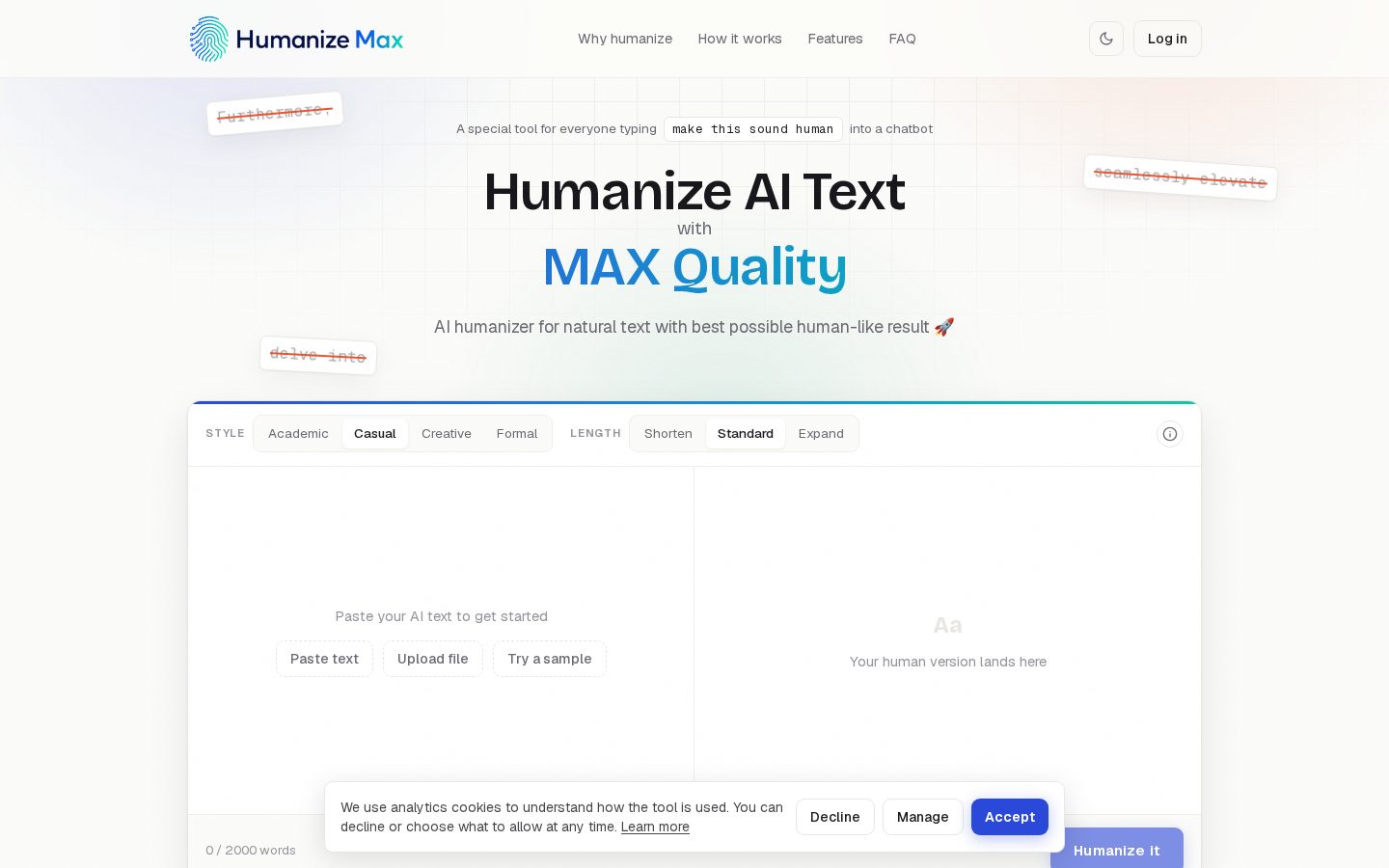 Humanize Max Homepage