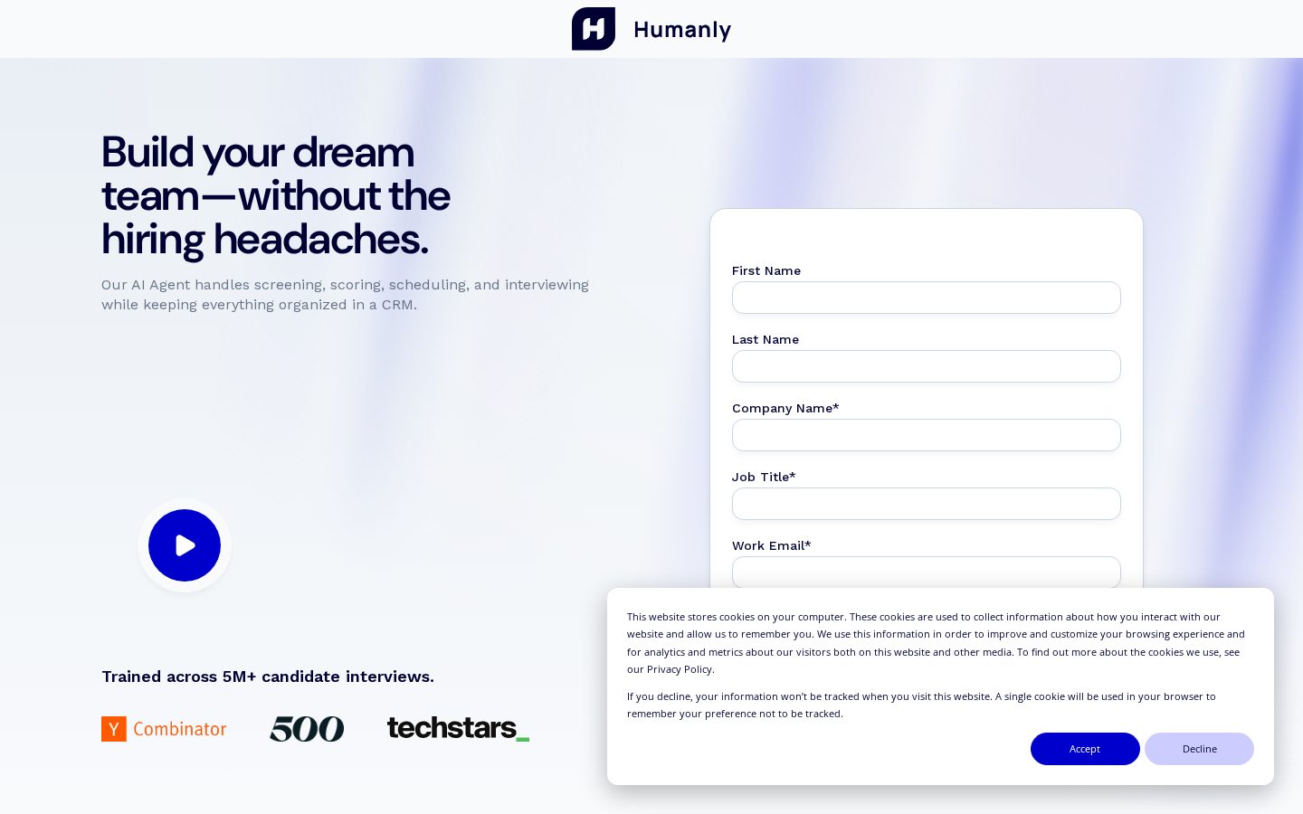 Humanly AI Interviewer & Talent Partners Homepage