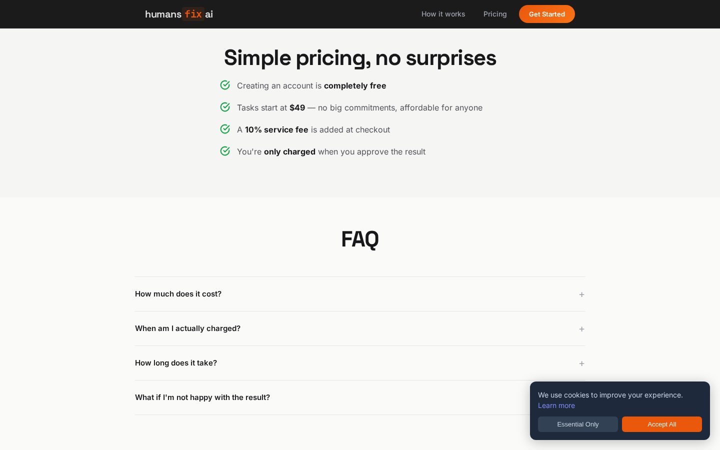 humans fix ai Pricing