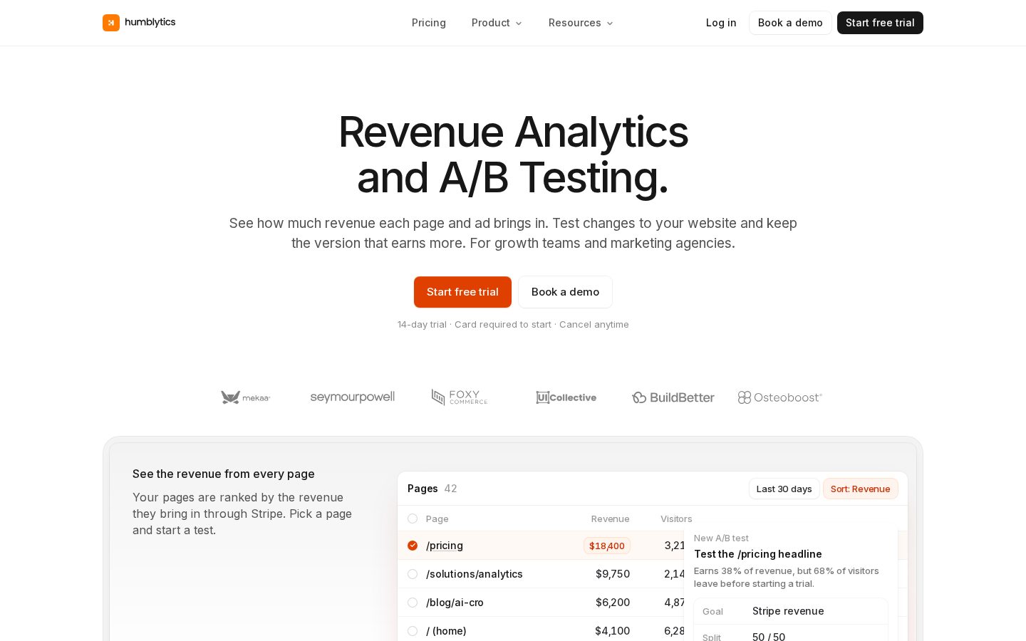 Humblytics Homepage